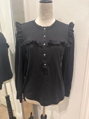 Goldie Black Ruffle Button-Front Blouse